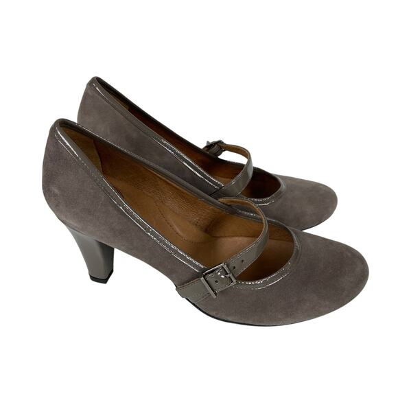 Nurture Olivvia Gray Suede Mary Jane Heels Women's Size 8 M - Picture 2 of 9